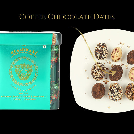 Assorted Date Chocolate Bites Tin (Almond, Coffee Dusted, Lotus Biscoff)